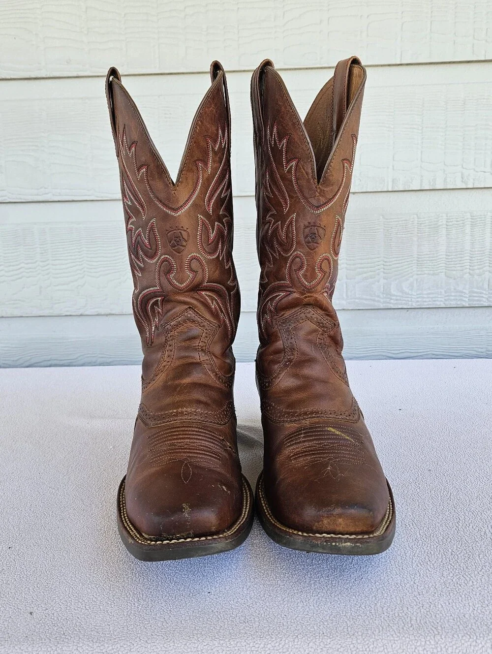 Ariat Legend 35709 Western Cowboy Boot Men SZ 9 D Brown Leather Square Toe Rodeo